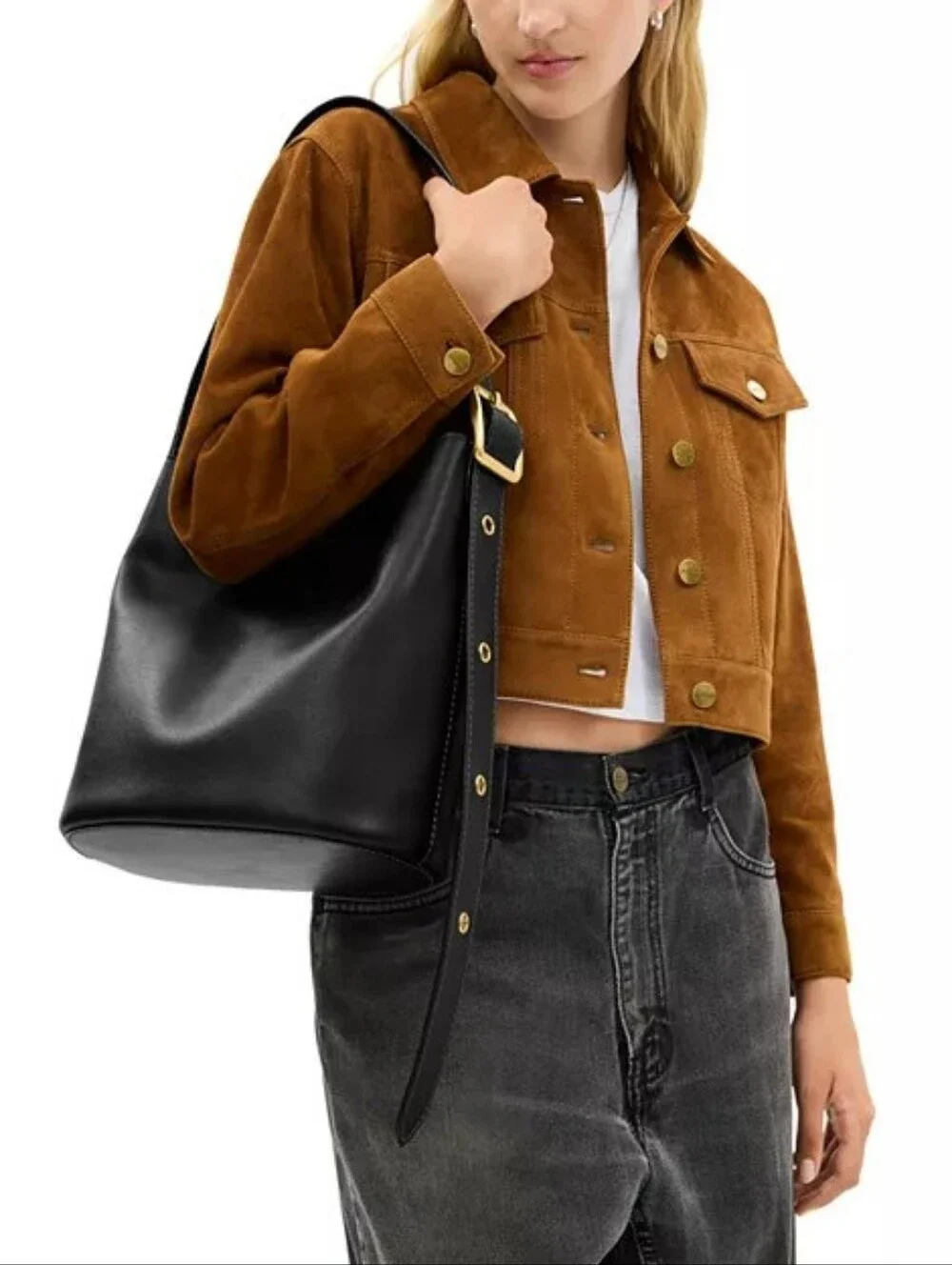 COACHBleecker Leather Bucket Bag-Black NWT Authentic